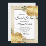 Ouro Glitter Floral Sweet 16 Convite<br><div class="desc">Ouro Glitter Floral Sweet 16 Convidar Ver coleção correspondente no repositório</div>