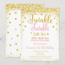 Ouro Glitter Twinkle Little Star Convite de Aniver