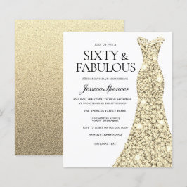 Ouro Glitter Vestido 60º Aniversário Orçamento Con