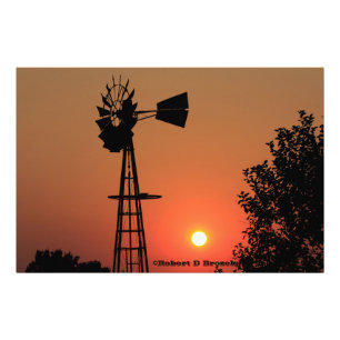 Ouro Kansas Sunset Windmill Foto Alargamento