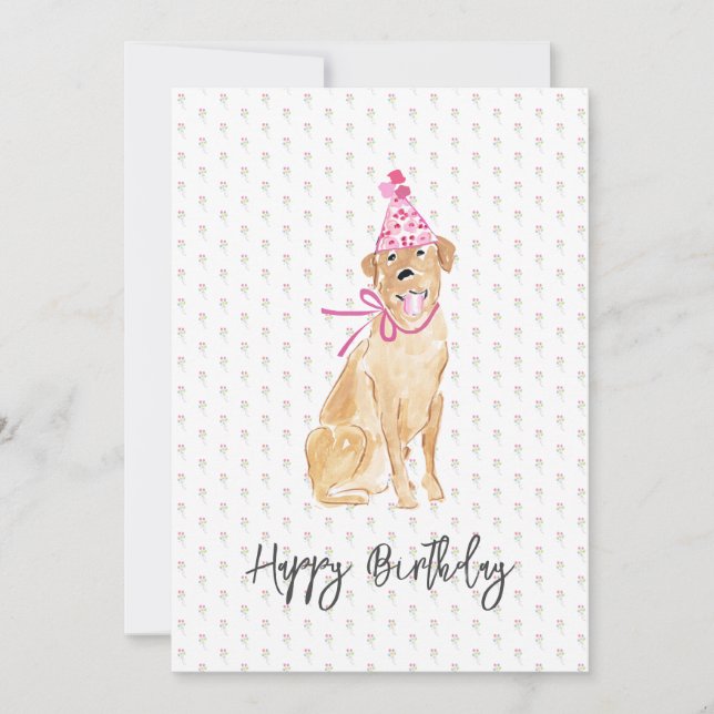 Ouro Labrador Birthday Hat Balloons Cachorro Feita (Frente)