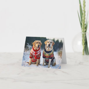 Ouro Labrador Cães Cartão de Natal