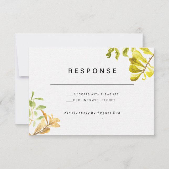 Ouro Leafy Bower Wedding RSVP (Frente)