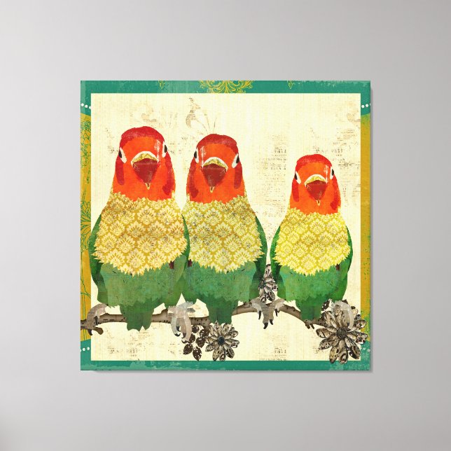 Ouro Love Birds Vintage Canvas (Frente)