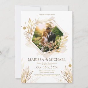 ouro luxo convite para casamento