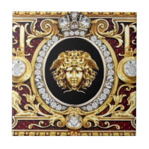 Ouro Medusa Azulejo Gems Wall