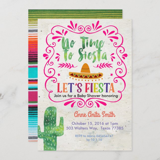 Ouro mexicano do convite do chá de fraldas do (Frente/Verso)