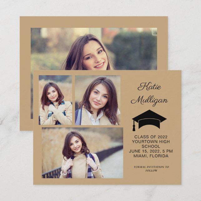 Ouro Moderno Salvar Data de Formatura 4 Fotos 2022 (Frente/Verso)