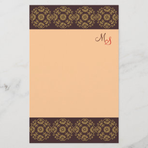 Ouro Monogrammed dos artigos de papelaria em Brown