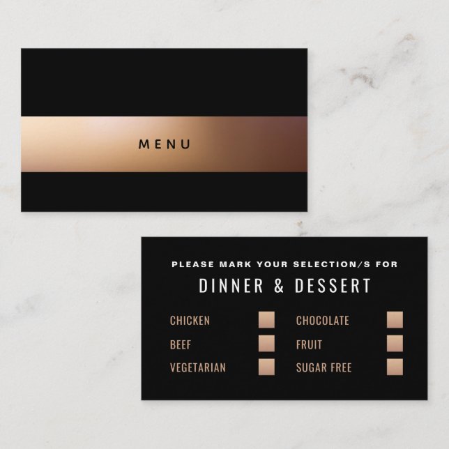 Ouro Ombré, Seleção moderna de menus (Frente/Verso)