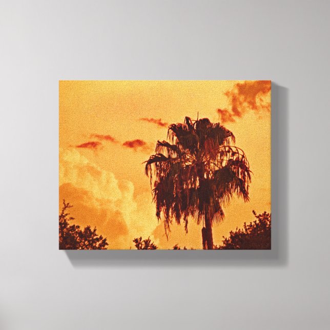 Ouro Palm Tree Hour Stretch Canvas Impressão Estre (Frente)