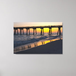Ouro Panamá City Beach Sunset Reflexões Canvas