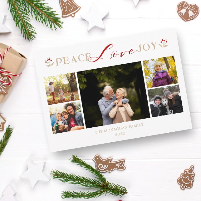 Ouro Peace Love Joy 5 Fotos Collage Natal (Criador carregado)