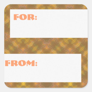 Ouro Peach & Yellow Squares - Etiqueta de presente