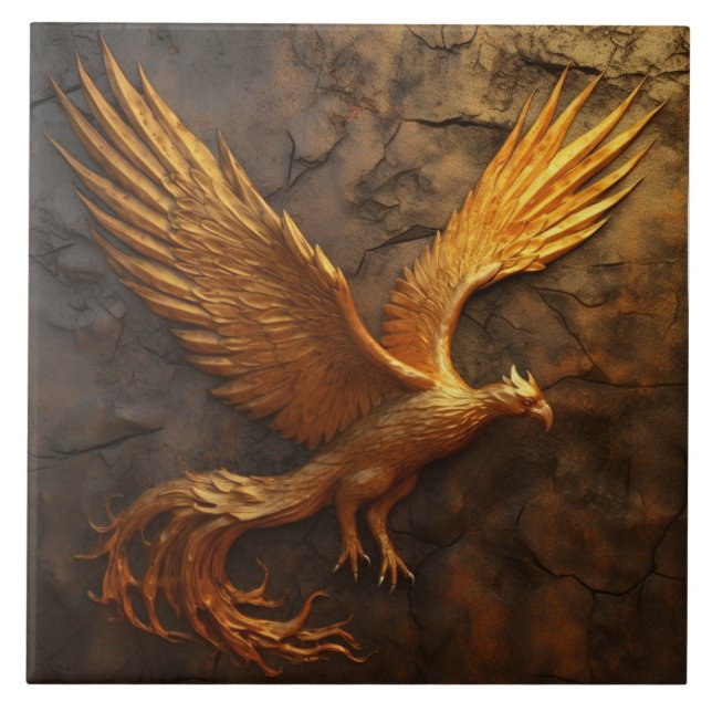 Ouro Phoenix sobre Azulejo de pedra cerâmica (Frente)