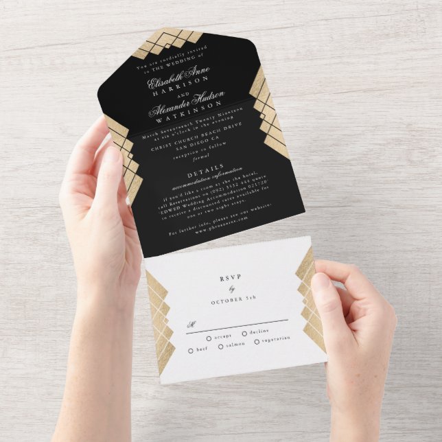 Ouro Premium Onyx Colinas Geométrico Casamento Gat (Aba destacável)