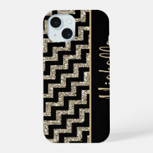 Ouro preto diagonal de Chevron personalizado