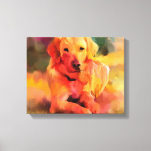 Ouro Retriever Dog Watercolor Art Canvas