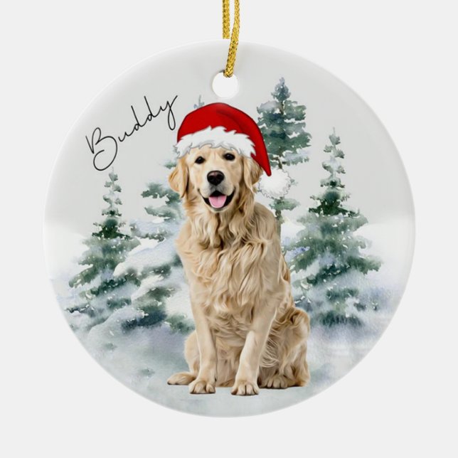 Ouro Retriever, Enfeites de natal Personalizado (Frente)