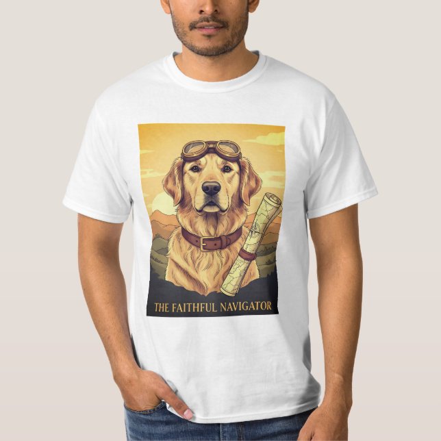 Ouro Retriever Explorer Adventure Dog T-Shirt (Frente)