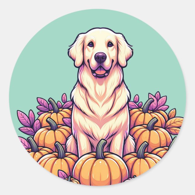 Ouro Retriever Pumpkin Adesivos (Frente)