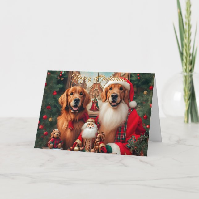 Ouro Retrievers Cartão de Natal Elegante (Frente)