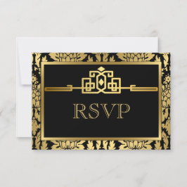 Ouro Romance Art Deco RSVP Card V2