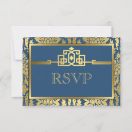 Ouro Romance Art Deco RSVP Card V2 | Teal