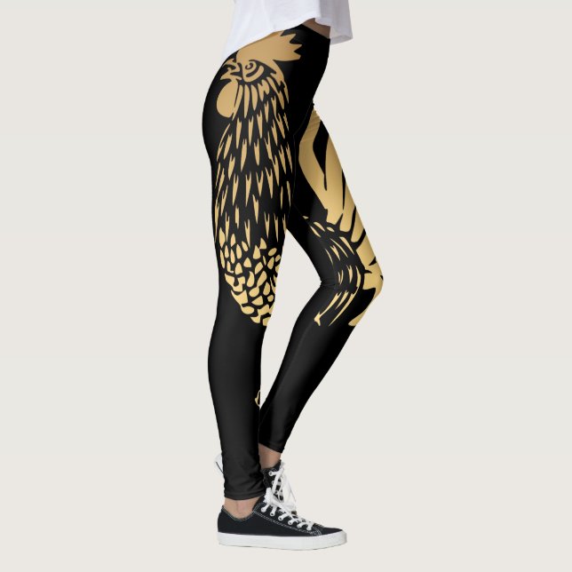 Ouro Rooster Ano 2017 Leggings Pretas (Direita)