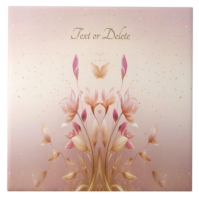 Ouro rosa deixa Azulejo cerâmico floral (Frente)