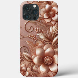 Ouro rosa elegante moderno com curva floral