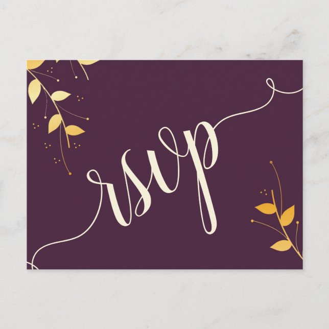 Ouro Roxo Elegante Deixa Posto de Convite RSVP (Frente)