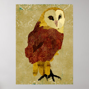 Ouro Ruby Owl Art Poster