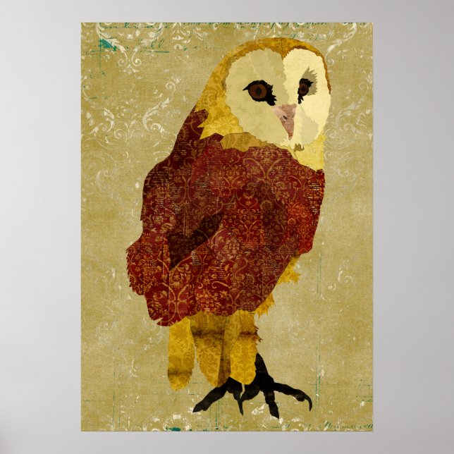 Ouro Ruby Owl Art Poster (Frente)