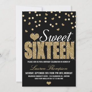 Ouro Sparkle Sweet 16 Convites de festas
