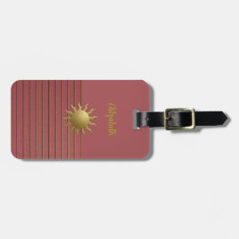 Ouro Sun na etiqueta de bagagem rosa Rosa