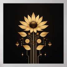 Ouro Tech Bloom - Solarpunk Art Poster