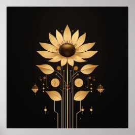 Ouro Tech Bloom - Solarpunk Art Poster