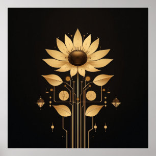 Ouro Tech Bloom - Solarpunk Art Poster