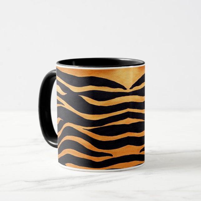 Ouro Tiger Impressão e caneca Preta (Frente Esquerda)