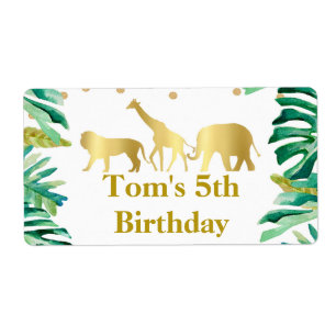 Ouro verde dos mini animais da selva da etiqueta