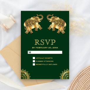 Ouro Verde Elefantes Étnicos Indian RSVP