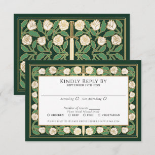 Ouro Verde Floral Espada Casamento Real RSVP