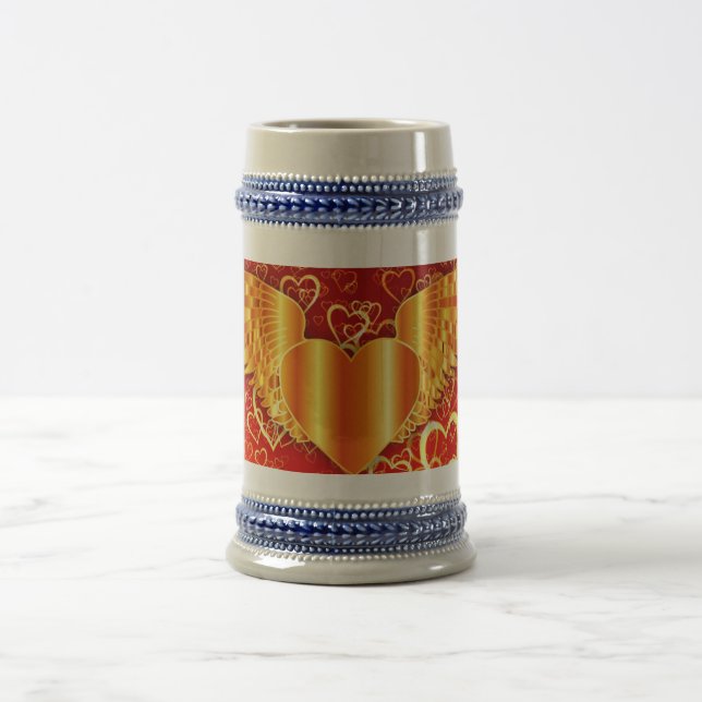 Ouro Wings Heart 22 oz Caneca de cerveja (Centro)