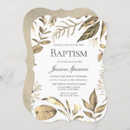 Ouro Wreath Foliage Baptism Convite