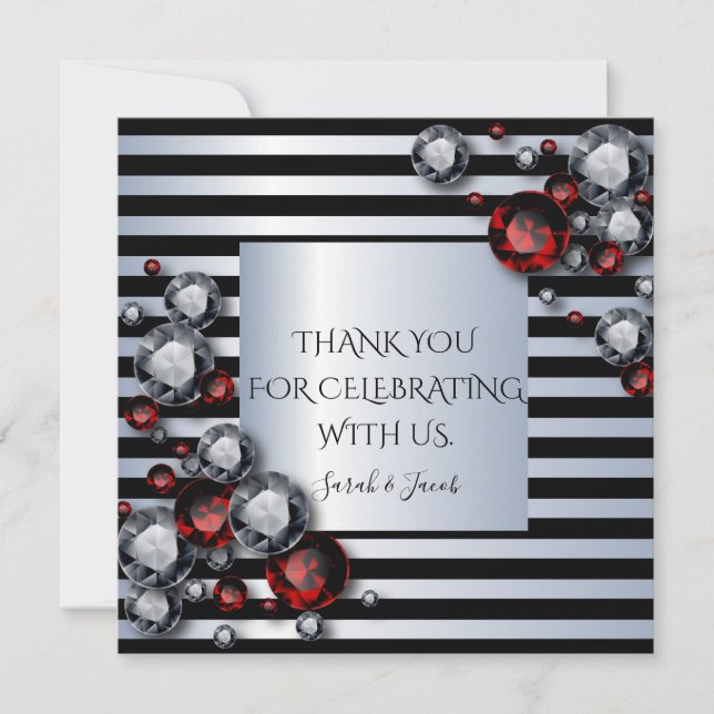 Ouros e Rubies em Black and Silver Stripes (Frente)