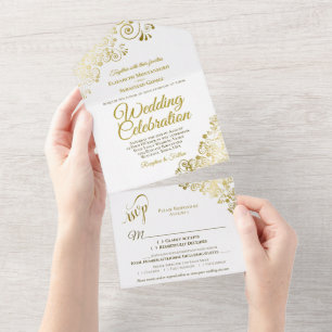 Ouros elegantes Curls & Swirls no Casamento Branco