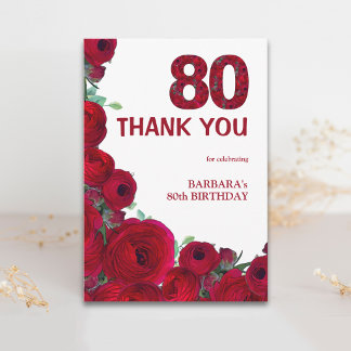 Ousado Floral Vermelho Agradecimento de 80 Anos de