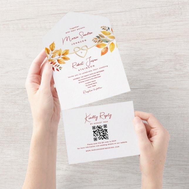 Outono Boho Borgonha Laranja Casamento (Aba destacável)