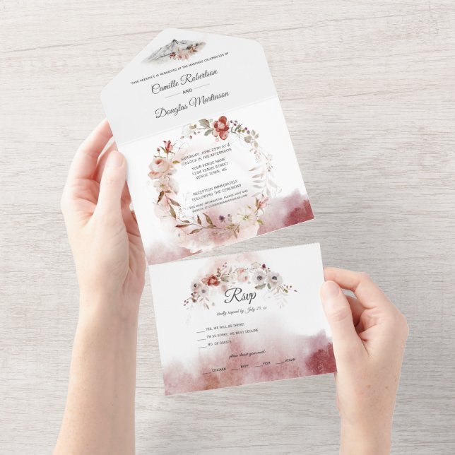 Outono Boho Casamento Floral em Aquarela | (Aba destacável)
